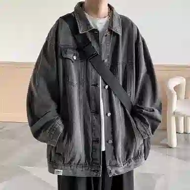 【dme】 时尚简约百搭宽松工装夹克水洗美式复古潮流痞帅牛仔外套 男女同款