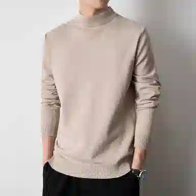 【dme】 基础款时尚百搭针织打底衫纯色高级感宽松半高领毛衣 男款