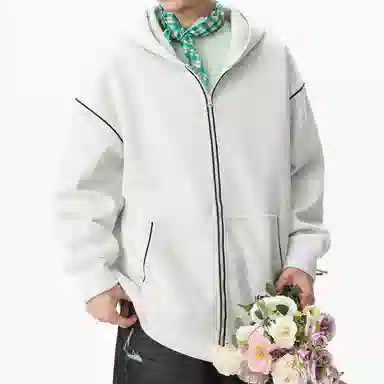 【dme】 美式复古高级感撞色拉链开衫外套青年痞帅宽松舒适休闲百搭连帽卫衣 男女同款