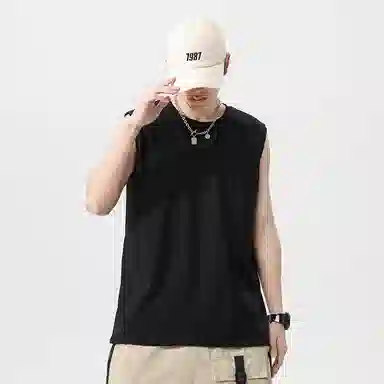 【dme】 日系简约纯棉基础款百搭亲肤柔软透气宽松学生党圆领无袖背心 男女同款