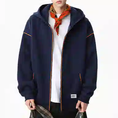 【dme】 美式复古高级感撞色拉链开衫外套青年痞帅宽松舒适休闲百搭连帽卫衣 男女同款