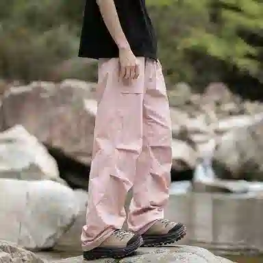 【dme】 美式潮流纯色山系户外休闲舒适耐磨透气百搭宽松中腰时尚直筒工装裤 男女同款