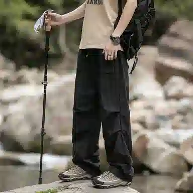 【dme】 美式潮流纯色山系户外休闲舒适耐磨透气百搭宽松中腰时尚直筒工装裤 男女同款