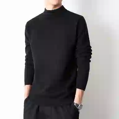 【dme】 基础款时尚百搭针织打底衫纯色高级感宽松半高领毛衣 男款