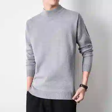 【dme】 基础款时尚百搭针织打底衫纯色高级感宽松半高领毛衣 男款