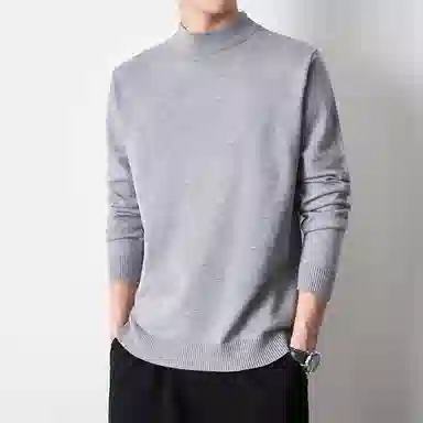 【dme】 基础款时尚百搭针织打底衫纯色高级感宽松半高领毛衣 男款