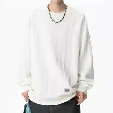 【dme】 时尚简约提花设计感圆领上衣纯色百搭休闲舒适套头长袖卫衣 男女同款