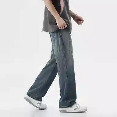 【dme】 美式高街简约设计百搭基础款休闲宽松垂感直筒牛仔裤 男女同款 蓝色