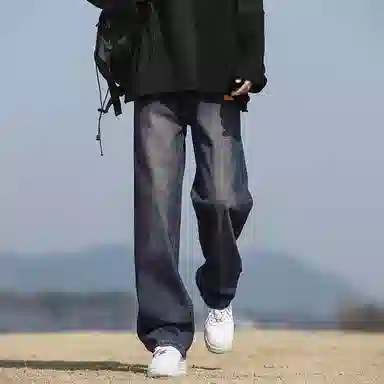 【dme】 美式潮牌复古做旧休闲直筒舒适显瘦宽松阔腿牛仔裤 男女同款