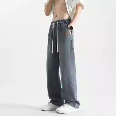 【dme】 美式潮牌显瘦休闲直筒舒适凉感高街宽松阔腿牛仔裤 男女同款