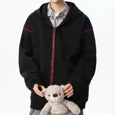 【dme】 美式复古高级感撞色拉链开衫外套青年痞帅宽松舒适休闲百搭连帽卫衣 男女同款