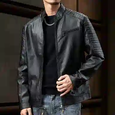 【dme】 美式复古机车风休闲立领防风防水皮衣 男女同款