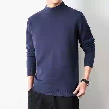 【dme】 基础款时尚百搭针织打底衫纯色高级感宽松半高领毛衣 男款