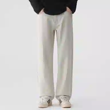 【dme】 纯色简约日常百搭休闲阔腿长裤高级感棉质舒适直筒牛仔裤 男女同款 米色