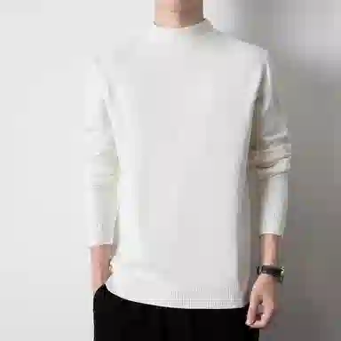 【dme】 基础款时尚百搭针织打底衫纯色高级感宽松半高领毛衣 男款