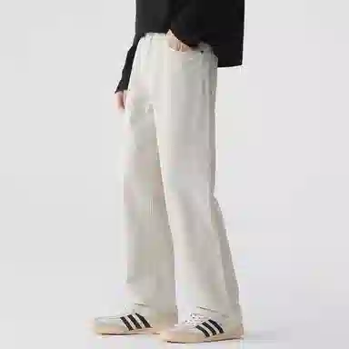 【dme】 纯色简约日常百搭休闲阔腿长裤高级感棉质舒适直筒牛仔裤 男女同款 米色