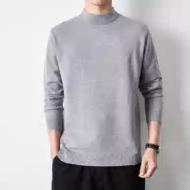 【dme】 基础款时尚百搭针织打底衫纯色高级感宽松半高领毛衣 男款