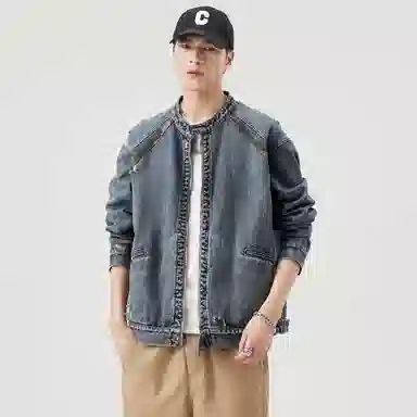 【dme】 美式宽松水洗百搭牛仔外套 男女同款 蓝色