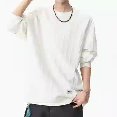 【dme】 时尚简约提花设计感圆领上衣纯色百搭休闲舒适套头长袖卫衣 男女同款