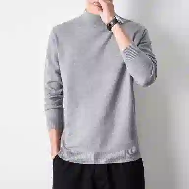 【dme】 基础款时尚百搭针织打底衫纯色高级感宽松半高领毛衣 男款