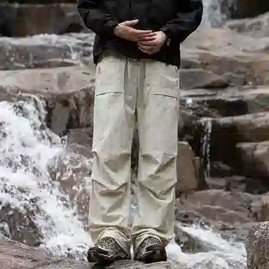 【dme】 美式潮流纯色山系户外休闲舒适耐磨透气百搭宽松中腰时尚直筒工装裤 男女同款