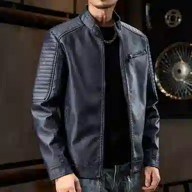 【dme】 美式复古机车风休闲立领防风防水皮衣 男女同款