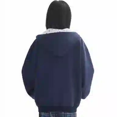 【dme】 时尚日常通勤百搭碎花拼接设计休闲开衫美式潮流宽松舒适连帽卫衣 男女同款