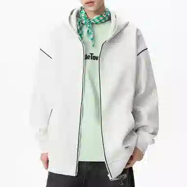 【dme】 美式复古高级感撞色拉链开衫外套青年痞帅宽松舒适休闲百搭连帽卫衣 男女同款