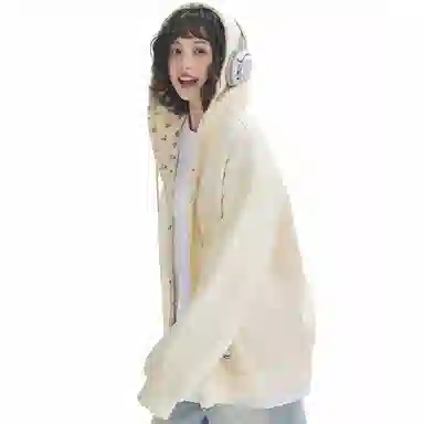 【dme】 时尚日常通勤百搭碎花拼接设计休闲开衫美式潮流宽松舒适连帽卫衣 男女同款