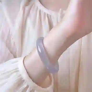 周纪福 白月光镯子 清透国潮新中式精致古风清冷感温润气质优雅小众叠戴镯子旗袍汉服百搭素圈甜蜜浪漫 玻璃猫眼 手镯 女款