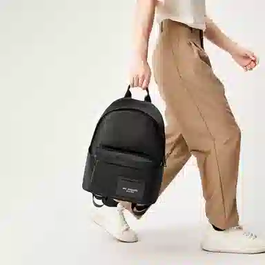 红蜻蜓 黑武士系列实用百搭 织物拼牛头层皮革 双肩包 常规 男 骑士黑