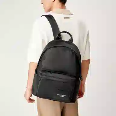 红蜻蜓 黑武士系列实用百搭 织物拼牛头层皮革 双肩包 常规 男 骑士黑