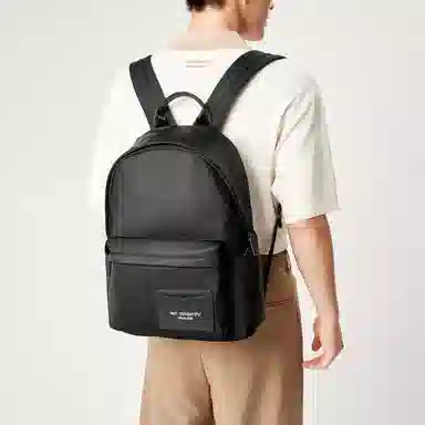 红蜻蜓 黑武士系列实用百搭 织物拼牛头层皮革 双肩包 常规 男 骑士黑