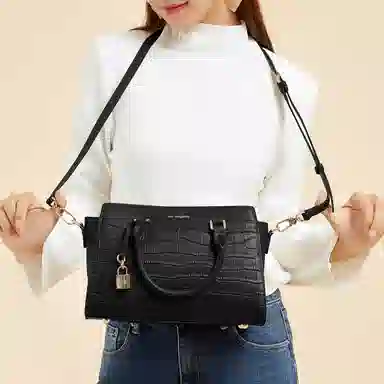 红蜻蜓真皮手提包大容量手拎包包女士鳄鱼纹妈妈包斜挎包多色牛皮