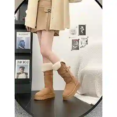 保暖耐磨减震 时尚百搭舒适日常之选 高筒 雪地靴 女款 经典驼色