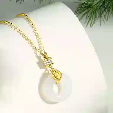 庆大福 【赠品首选 本命年】蛇头平安扣  新中式清冷感高级设计森系百搭显贵气质可调节锁骨链#好运 玉髓 项链 女款