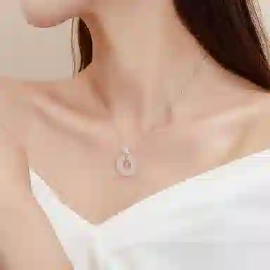 庆大福 银杏平安扣 新中式三生有幸扣住平安银杏叶 优雅气质锁骨链 高级感#好运 玉髓 项链 女款