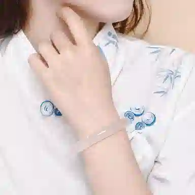 庆大福 白月光系列 新中式国潮风小众个性设计复古精致轻奢高级感招财好运 玉髓 手镯 女款