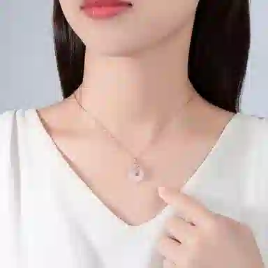 庆大福 银杏平安扣 福禄吉祥平安喜乐小众平安扣诸事顺利好运 玉髓 项链 女款