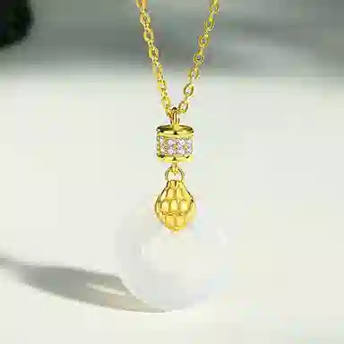 庆大福 【赠品首选 本命年】蛇头平安扣  新中式清冷感高级设计森系百搭显贵气质可调节锁骨链#好运 玉髓 项链 女款