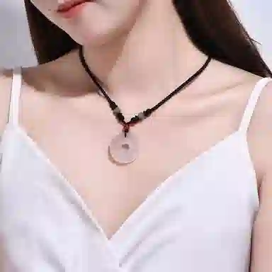 庆大福 招财貔貅如意平安扣  吞金纳福好运连连新中式时尚小众高级感设计简约百搭显气质优雅贵气感 玉髓 项链 男女同款情侣款