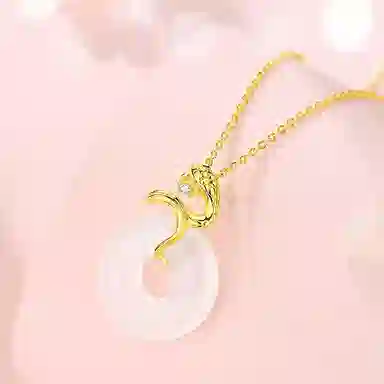 庆大福 灵蛇平安扣 新中式生肖蛇年招财经典气质时尚高级感蛇来运转#好运 玉髓 项链 女款