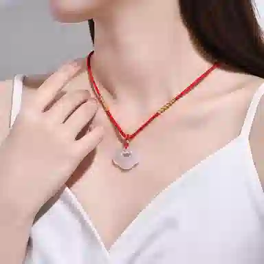 庆大福 吉祥富贵祥云  福运圆满祥云如意新中式清冷古典感复古小众#好运 玉髓 项链 男女同款情侣款