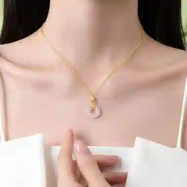 庆大福 【赠品首选 本命年】蛇头平安扣  新中式清冷感高级设计森系百搭显贵气质可调节锁骨链#好运 玉髓 项链 女款