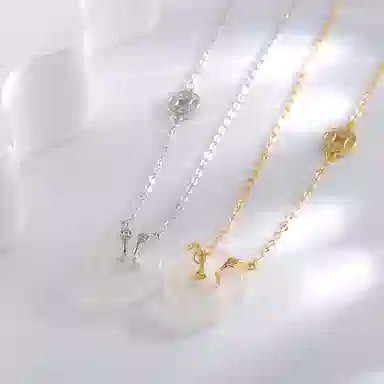 庆大福 环环相扣 简约现代精致优雅小众轻奢高级感百搭时尚设计日常通勤高级感#好运 玉髓 项链 女款