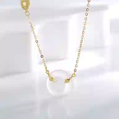 庆大福 环环相扣 简约现代精致优雅小众轻奢高级感百搭时尚设计日常通勤高级感#好运 玉髓 项链 女款