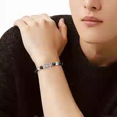 【招财好运】 熊银匠 瑞兽貔貅 吉祥如意 聚财纳福 新中式国潮复古高级感钱币福珠转运珠 男朋友 父亲 黑曜石 足银手串 男女同款情侣款