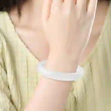 【精选高品质】 熊银匠 经典白月光 古色古香 新中式国潮古典气质宫廷风美人贵妃镯旗袍汉服国风氛围感 温婉典雅素玉镯 玉髓 手镯 女款