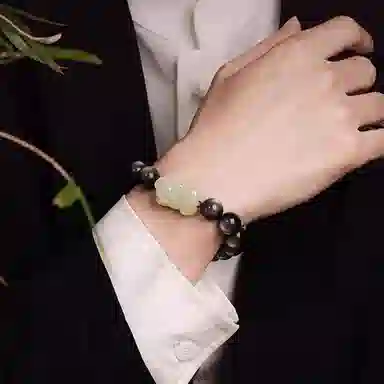 【玉见貔貅】 熊银匠 八方来财 吉祥如意 招财好运 福运满满 新中式国潮银曜石转运珠 简约大气 男朋友 父亲 黑曜石 手串 男女同款情侣款