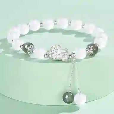 【好运貔貅】 熊银匠 八方来财 吉祥瑞兽 聚财纳福 财源滚滚 新中式国潮 东方雅韵 国风古韵 气质优雅纯银手饰 玉髓 手串 女款